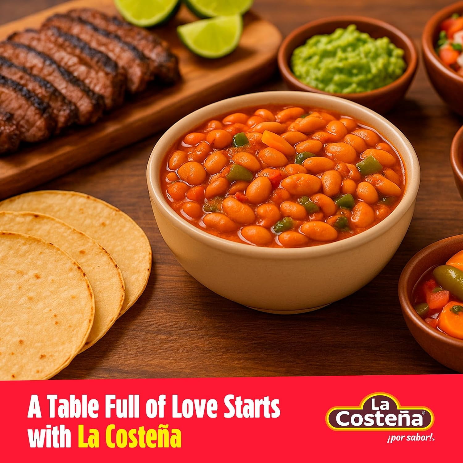 (7 pack) La Costeña Canned Charro Beans with Bacon and Chorizo, 19.75 oz