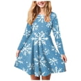thumbnail image 1 of Zanarzt Robe de Fête de Noël pour Petite Fille Robe de Fête de Noël pour Fille Imprimé de Noël Bal de Promo Fête de Noël Robes pour Fille Bleu Ciel, 3-4 Ans, 1 of 5