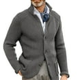 thumbnail image 2 of Man Jacket V Neck Casual Stand Collar Fashionable Warm Keeping Pure Color Male Jacket for Dating Party Gray 3XL, 2 of 6