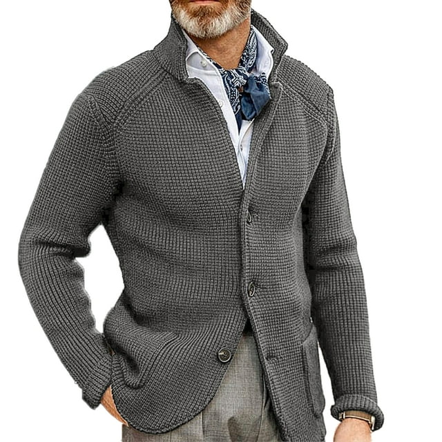 Chaqueta de hombre con cuello en V,Chaqueta de hombre Chaqueta masculina de moda con cuello en V Chaqueta de hombre de color puro compacta y ligera