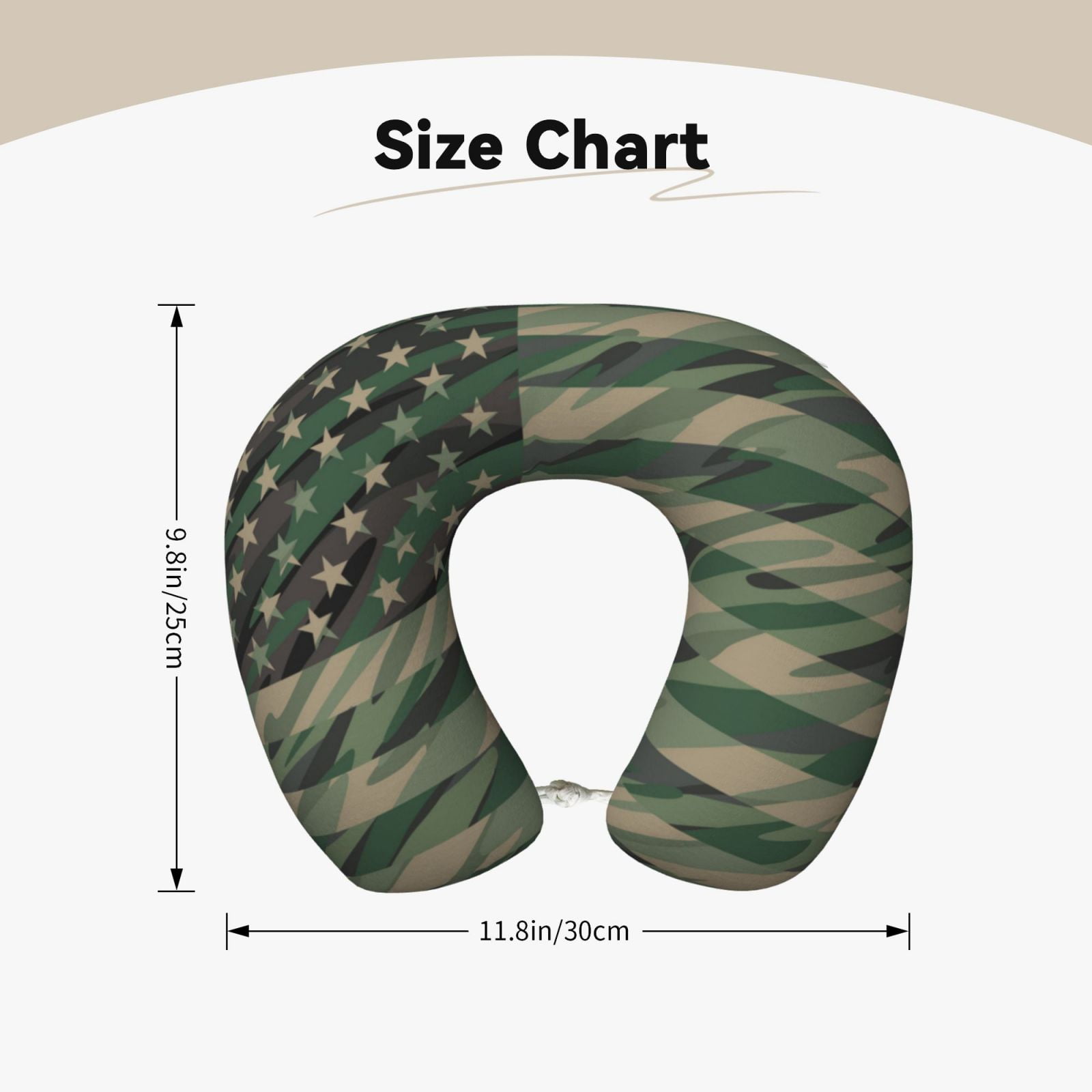 Xecao Jungle Green Camo USA Flag Print Memory Foam Cervical Neck Pillow Versatile U-Shaped Pillows for Home,Office,Camping,Travelling,Soft Washable Cover