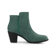 thumbnail image 3 of BLISSFUL STEP Women's Shoes Round Toe Stacked Block Heel Zipper Ankle Boots Green 6.5, 3 of 7