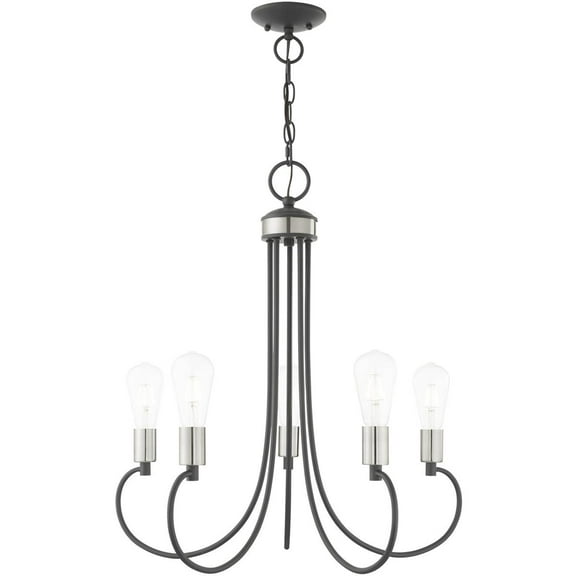 5 Light Scandinavian Gray Chandelier with Steel base material