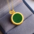 thumbnail image 5 of Lucky Amulet Jewelry Natural Green Jade Round Plate Shape Necklace Pendant, 5 of 5