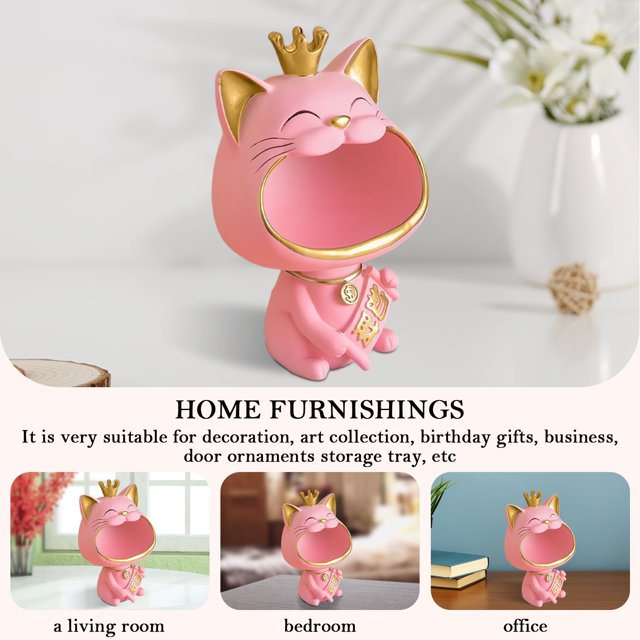Lucky Cat Escultura Moderna Resina Miniatura Hogar Salón Decoración (Rosa)