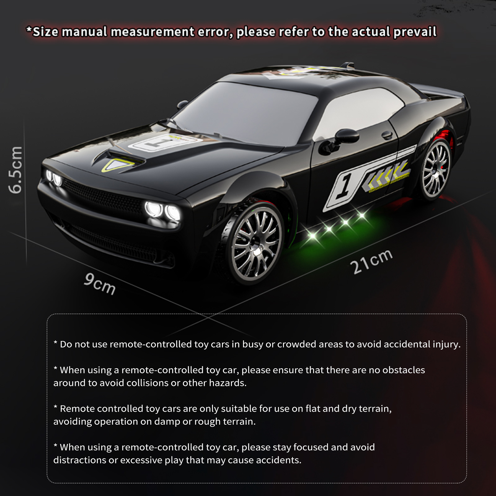 Car 1/20 Remote Control Drift Car 2.4GHz Fully Proportional Remote Control Car 4WD Race Drifting Cars Toy With Cool Lights Drift Tires, Racing Tires Replaceable-Red, 2 Battery