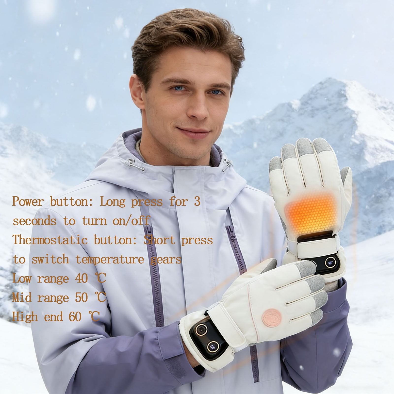 Rechargeable Heated Gloves – Adjustable 3-Heat Winter Gloves for Skiing, Motorcycle & Outdoor Work, Touchscreen Compatible (Men/Women)