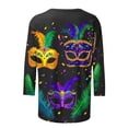 thumbnail image 4 of Penkiiy Blouse de Carnaval Manches 3/4 Chemise de Printemps Tee Quotidien Imprimé Masque Blouse Mardi Gras Col Rond 2024 Tee Tunique Habillée 2TG Multicolore, 4 of 5