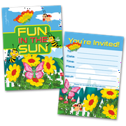 Fun in the Sun Party Invitation Cards for Kids, 20 Invites & 20 Envelopes
