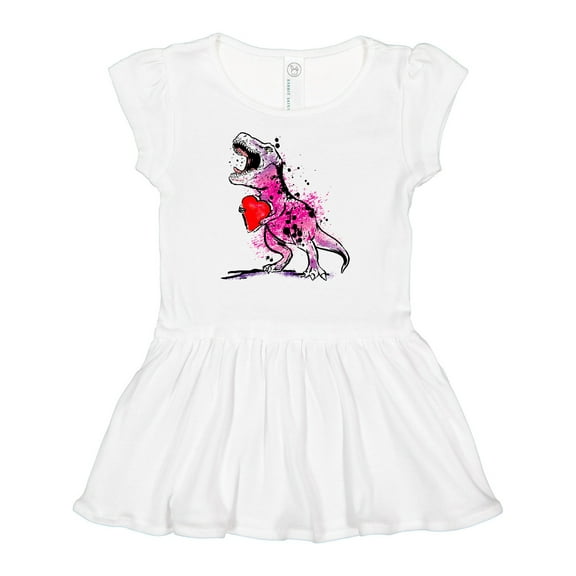 Inktastic Valentine's Day Graffiti T-Rex with Heart Shaped Candy Box Girls Baby Dress