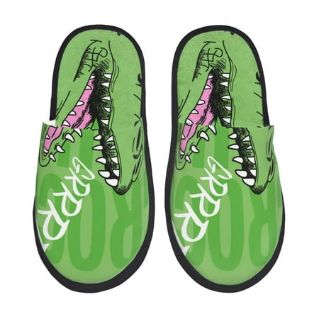 Balery CROCODILE HEAD Slient Indoor Furry Fleece Comfort House Shoes Soft Non-Slip Home Shoes Cotton slippers House Slippers-- Medium