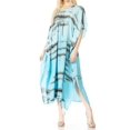 thumbnail image 3 of Sakkas Maitte Women's V neck Caftan Dress Cover-up Beach Print Kaftan Long Boho - Turq - One Size, 3 of 5