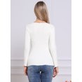 thumbnail image 3 of DARING DIVA Women's Long Sleeve Crewneck Fitted Pullover Sweaters S White, 3 of 6