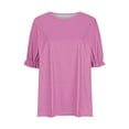 thumbnail image 3 of iHengLiXing Spring Tops for Womens Dressy Casual Fashion Women's Casual Large Size Round- Neck Short Solid T-shirt Top Blouse Pink XL, 3 of 4