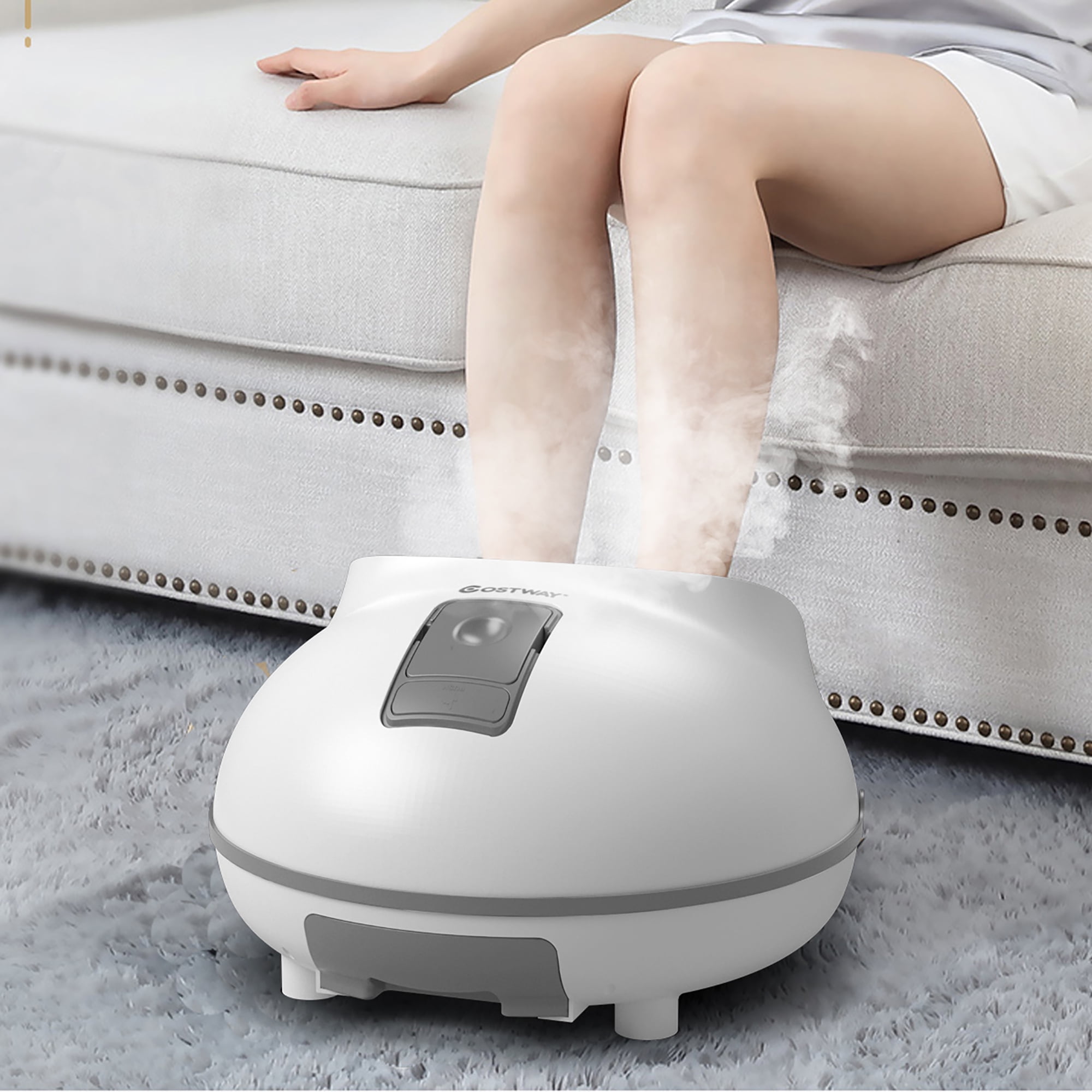 Costway Steam Foot Spa Bath Massager Foot Sauna Care w/Heating Timer  Electric Rollers Gray | Walmart Canada