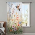 thumbnail image 4 of Spring Floral Sheer Curtains 45 Inches Long, Hummingbird Summer Botanical Watercolor Light Filering Curtains, Breathable Simi Curtain Privacy Drapes for Kitchen Bathroom Small Window Treatment, 4 of 9