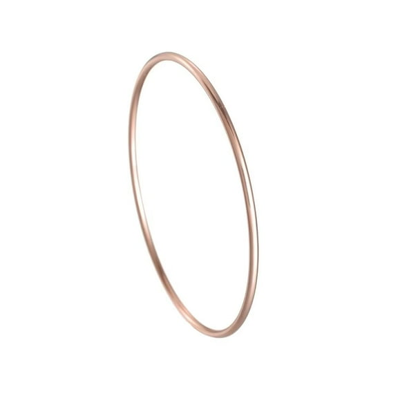 PAURO Women's Stainless Steel Stackable 2mm Thin Cuff Bangle Glossy Bracelet Minimalist Jewelry Rose Gold
