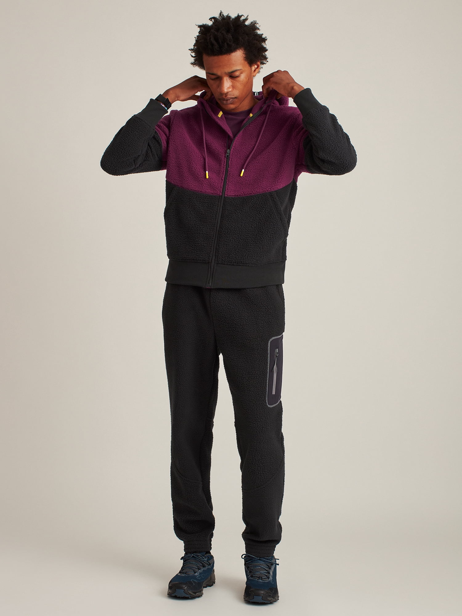 Bonobos Fielder Men's and Big Men's Sherpa Fleece Full Zip Hoodie, Up to Size 3XL