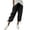 Black, variant on Women's Drawstring Capris Pants Elastic Waist Cotton Linen Casual Cropped Trousers with Pockets Summer Travel Wear Gray S