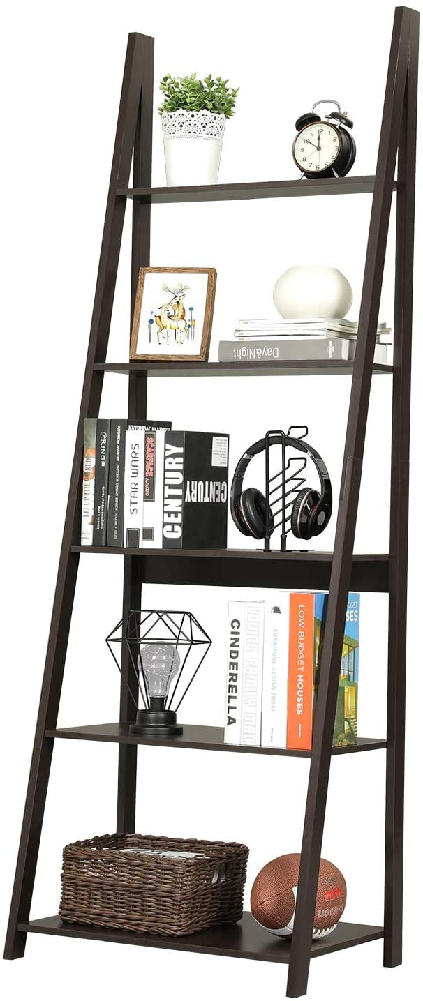 Modern 5 Tier Ladder Shelf Bookcase Solid Wood Plant Flower Stand Sturdy Frame Storage Rack Tall Organizer Shelves Walmart Com Walmart Com