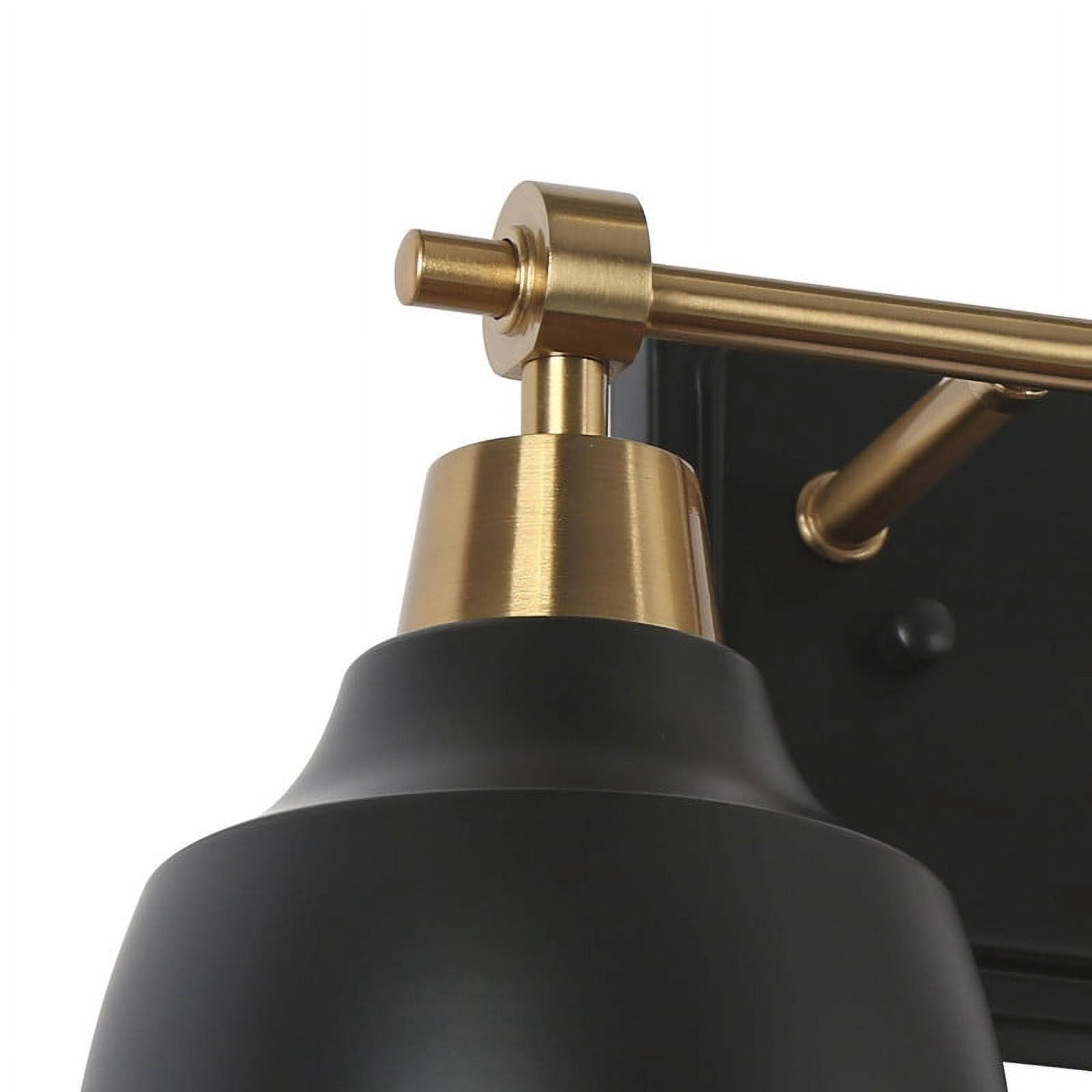 LNC 2-Light Bathroom Vanity Light in Matte Black and Gold, Modern Metal Wall Fixture