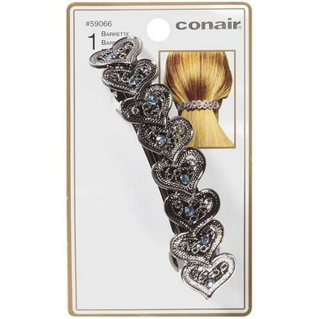Conair Large Rhinestone Heart Row Auto Clasp Barrette