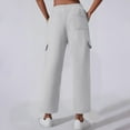 thumbnail image 4 of Roncen Women's Solid Wide-Leg Cargo Pants - Casual Loose Fit Trousers with Elastic Waist & Functional Pockets, 4 of 8