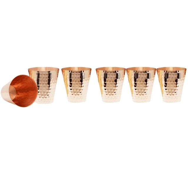 Copper Shot Glass Set of 6, Capacity - 100 ML