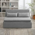 thumbnail image 3 of Mjkone Twin Size Convertible Sofa Bed, Modern Pull Out Linen Sleeper Sofa Couch, Revesible Couch Bed with Cushions&Throw Pillows for Small Place/Apartment/Living Room/Office/Studio(Light Gray), 3 of 8