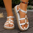 thumbnail image 2 of HEWUQI Dressy Flat Sandals for Women 2026 Summer Comfortable Slip on Leather Slides Casual Open Toe Ankle Strap Vacation Walking Beach Shoes White Size 8.5, 2 of 7