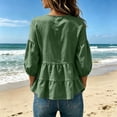 thumbnail image 4 of Warop Women's V Neck Tiered Ruffle Puff Sleeve 3/4 Sleeve Loose Blouse Top Casual Chic for Daily Wear Outing, 4 of 6