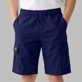 thumbnail image 2 of Rggeeun Baby Boys Shorts Solid Color Cargo Elastic Waist With Flap Pockets Loose Fit Knee Length For Summer Holiday Fashion Bottoms,Blue,15-16 Years, 2 of 8