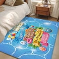 thumbnail image 5 of Pool Rules Washable Area Rugs 4'x6', Swim Ring Ball Slippers Floral Blue Swimming Pool Low Pile Throw Living Room Rug Non-Slip Sturdy Edge Binding Carpet for Indoor Entryway Bedside Kitchen, 5 of 9