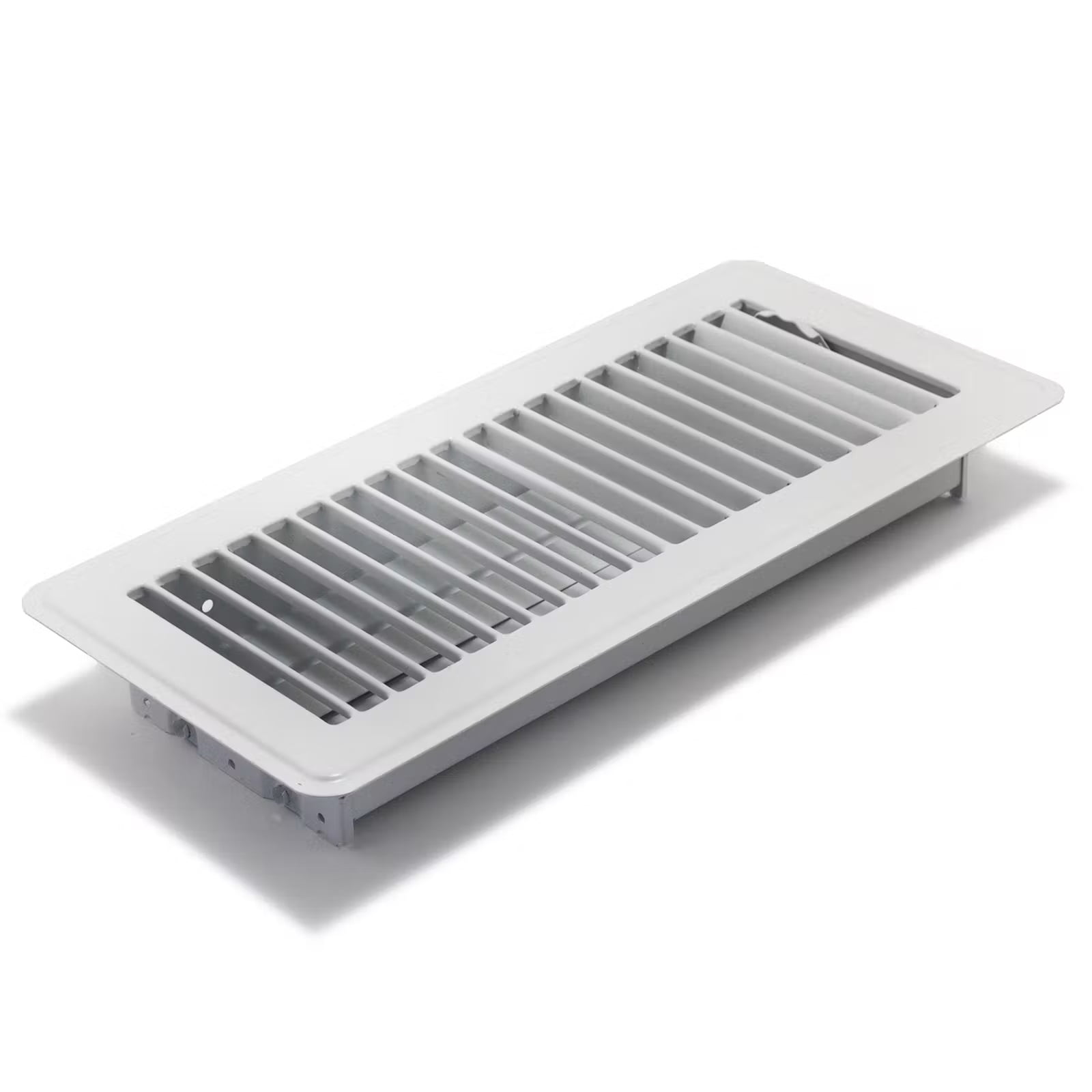 2in x 14in Basic White Metal Heating and Cooling Floor Louvered Register (2 PACK) - Overall Dimensions 3 3/4in x 15 1/2in