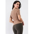 thumbnail image 3 of Saronite Basic Light Ribbed Knit Crew Neck Short Sleeve Top, Mocha (Women's), 3 of 3