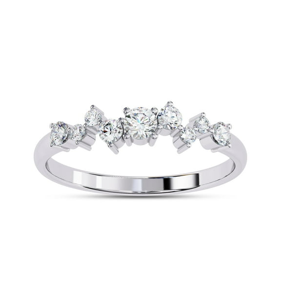 AFFY Eternity Ring for Women, 0.25 Carat (ctw) Round Cut Lab Grown Diamond Engagement Wedding Band Ring In 14K White Gold Over Sterling Silver F-G-H, SI Quality 1/4ctw Ring Size-4