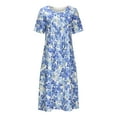thumbnail image 4 of Patlollav Womens Summer Dresses Casual Round Neck Short Sleeve Folding Floral Print Dress, 4 of 6