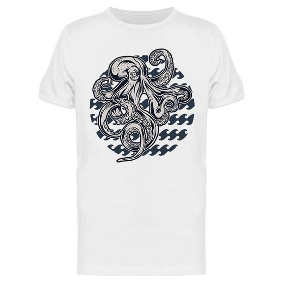 Octopus On Vintage Pattern T-Shirt Men -Image by Shutterstock, Male XX-Large