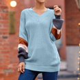 thumbnail image 5 of Cmfcve Color Block Sweaters for Women Casual Long Sleeve V Neck Pullover Sweaters Trendy Fall Winter Knit Tops, 5 of 8
