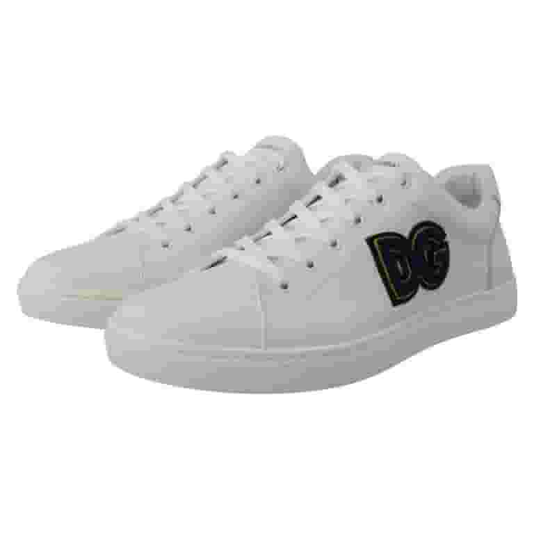 【関税&送料込み】Dolce & Gabbana White And Black Leather Dolce Gabbana Elegant White Leather Men's Sneakers - Walmart.com