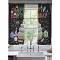 thumbnail image 2 of HAPPY BIRTHDAY Sheer Curtains 63 Inch Length 2 Panels for Living Room, Cartoon Cakes Candles Lines Painted Voile Kitchen Curtain Set, Luxury Privacy Drapes Window Treatment for Bedroom, 2 of 7
