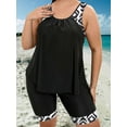 thumbnail image 1 of New Models Chic Plus Size Tankini Set - Trendy Graphic 2-piece Swimwear With Comfort Fit Round Neck Top Shorts For Beach Getaways, 1 of 5