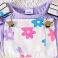 thumbnail image 6 of Kaprioy Newborn Baby Girl Summer Clothes Ribbed Ruffle Short Sleeve Romper Daisy Suspender Overall Shorts 2Pc Outfits, 6 of 6