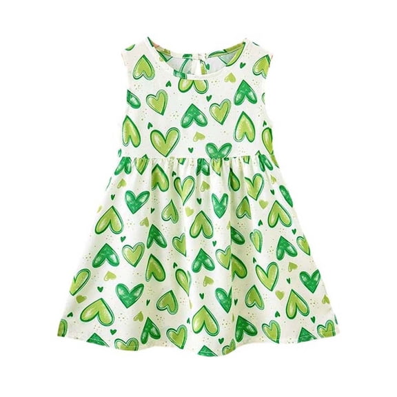 ATOGUTA Girls Dresses Straps Party Dresses Cute Printed Sleeveless Beach Sundress, Size 1T-11