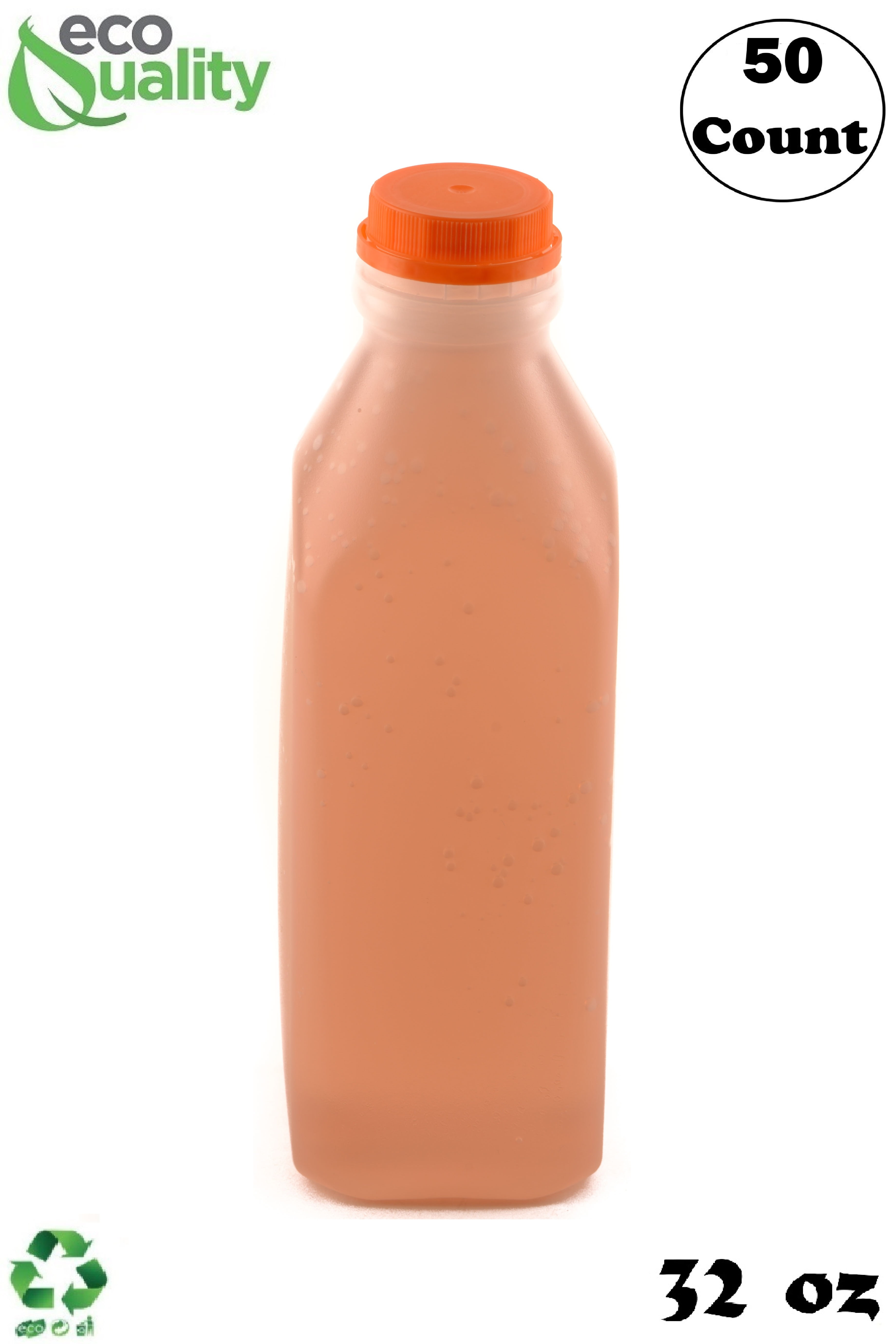 [50 PACK] 32 oz Empty Plastic Juice Bottles with Tamper Evident Caps Smoothie Bottles Ideal