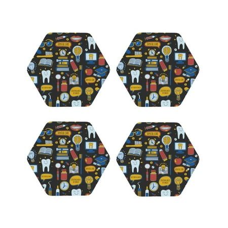 

Tideii Teeth for Leather Coasters 4 Pieces Anti-fouling and Anti-scalding Decorative Coasters Suitable for Restaurants Kitchens Coffee Shops-Hexagon