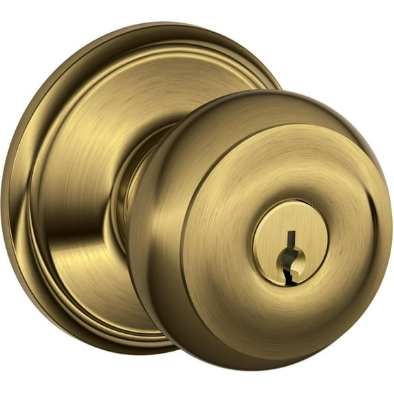 Schlage F51VGEO609 F51A VGEO609K4 Georgian Entry Knob, Antique Brass