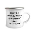 thumbnail image 2 of Electrician Gifts For Colleagues, Sorry I'm Already Taken by a Smokin', Sarcastic Electrician 12oz Camper Mug, From Team Leader, Unique electrician gifts, Electrician gift ideas, Best electrician, 2 of 2