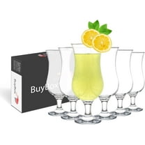 Small Hurricane Glass Set Of 6 Pcs 12.8 Oz / 380 Ml, Tall Cocktail Glasses, Mojito, Margarita, Sangria, Pina Colada Glasses, Stemmed Big Coupe Glassware (6x380ml)