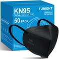 thumbnail image 1 of Mascarillas faciales KN95 Funight, paquete de 50, 5 capas, transpirables, negras, 1 of 6
